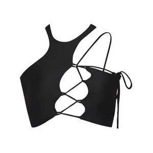 SKIMS Black Strappy Crop Top